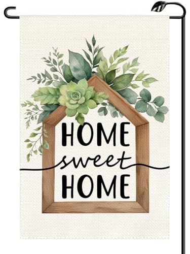 Home Sweet Home Eucalyptus Garden Flag 12x18 Inch Vertical Double Sided Seasonal Spring Summer House Small Flags Farmhouse Outside Decoration For Yard (ONLY FLAG) CJ54