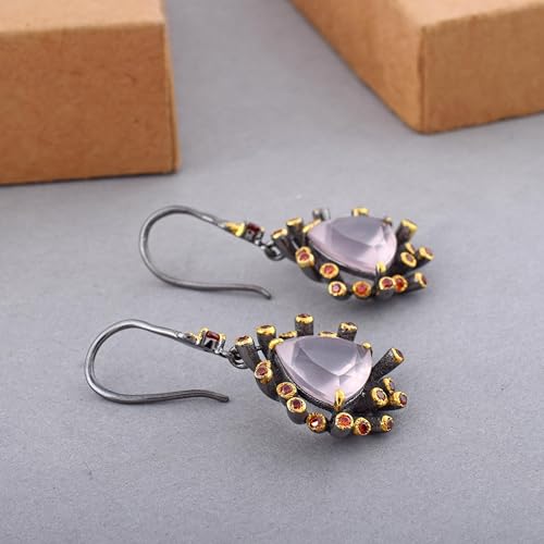Boucles d'oreilles pendantes argent 925 d'exception et pierre précieuse
