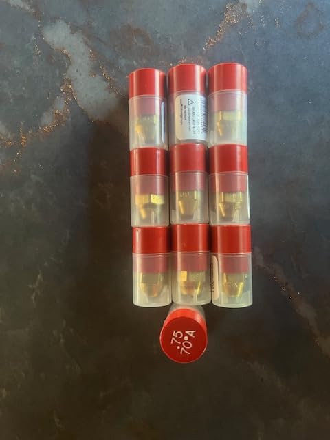 Ten Pack - Oil Burner Nozzle, 75 70 A, Hollow Spray Red Cap 75 70A Oil Nozzle .75 Gallons per minute with a hollow 70 degree Spray