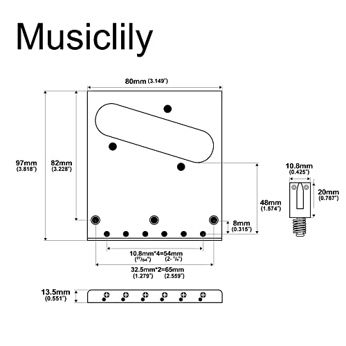 Musiclily Guitar Telecaster Bridge Assembly With 6 Saddles For Fender Tele,Black #TOP1