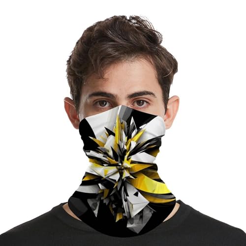 Neck Gaiter Face Mask Breathable Wind-Proof Face Cover Abstract Black White Yellow Sun Cooling Dustproof Mask Balaclava Bandana Headwear for Men Women miniatura 3