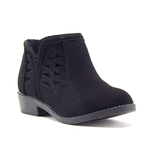 Jazamé Little Girls Ankle High Round Toe Bootie Fashion Chelsea Dress Boots, Black, Sz 10