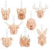 3D Wooden Puzzles for Kids, 8 Pcs Animal Assembly Model Wood Arts and Craft Puzzles Set, No-Glue DIY Delicate Pendant STEM Toys for Boys Girls Ages 6+, Educational Birthday Gift, Party Favors