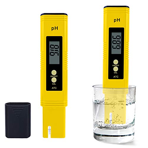 Digital PH Meter for Water Hydroponics, High Accuracy Water Quality Tester, Pocket Size, 0-14 PH Measurement Range for Household Drinking, Pool and Aquarium (Meter Yellow)