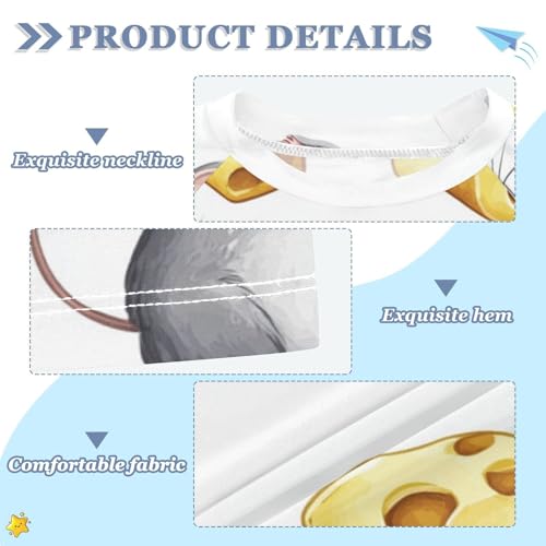 Boys Short Sleeve T-Shirts Cheese Rat Mouse Rashguard Kids Swim Shirts Sun UPF 50+3