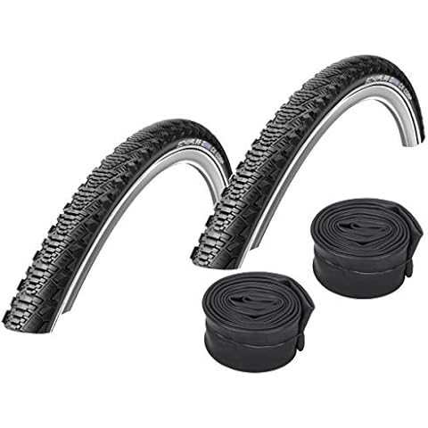 Set: 2 x Schwalbe CX Comp Reflex SEMI Slick 26x2.00/50-559 + Schwalbe Schläuche Autoventil Cover