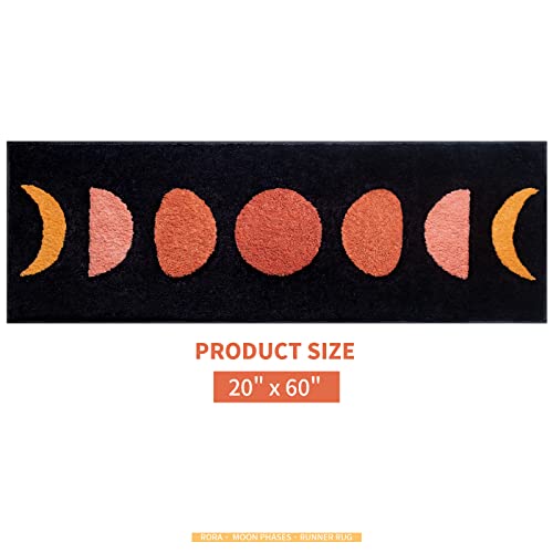 Rora Boho Bathroom Rugs Runner 20X60 Long Non Slip Bohemia Large Washable Black Bath Mat Water Absorbent #TOP6