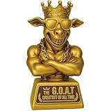 Mascotwish Muscle Goat Trophy – 9' G.O.A.T. with Muscle Resin Award for Fantasy Football, Office Desk, Best Player Trophy