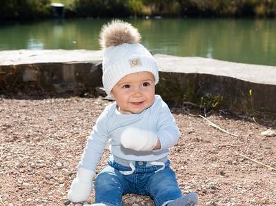 Funky Junque Cozy Infant Pom Pom Beanie & Fleece Lined Mitten Winter Set - Image 7