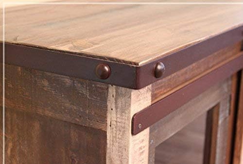 Crafters and Weavers Greenview Multicolored 60" Sliding Barn Door TV Stand/Sideboard Console