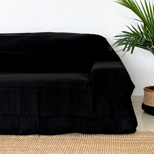 Dessus de lit 150x200 noir pour protéger le linge de maison
