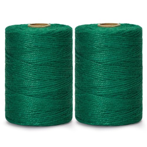 Image of KINGLAKE Green Jute Twine String 1312 Feet 2mm for Crafts Gift Wrapping | Jute Twine String for Crafts Gift Wrapping Christmas Packing Arts Decoration Wedding Gardening