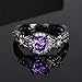 Synthetic Amethyst Ring for Women,18K Black Gold Plated Vintage Purple CZ Stone Wedding Band Gemstone Engagement Rings, Available Sizes 5-10 (10)