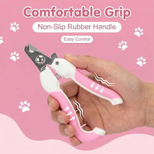 BAUCH Cortauñas Perro con Lima de Uñas Rosa, Cortador Uñas Perro Profesional en Acero Inoxidable para Perros & Gatos, Agarre Antideslizante & Protección contra Corte Excesivo - imagen 4