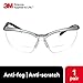 3M Safety Glasses with Readers, BX, +2.0, 1 Pair, ANSI Z87, Anti-Fog Anti-Scratch Clear Lens, Silver Frame, Adjustable Length Temples and Lens Angle