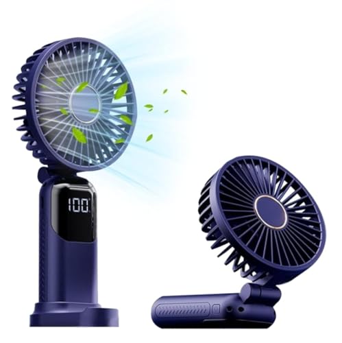 WUBAYI Handheld Fan,Portable Fan with 5 Speeds USB Rechargeable Hand Fan 180° Foldable Desk Fan Hand Held Fans with LED Display Mini Fan Handheld for Outdoor Office School Home Bedroom