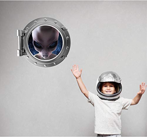 Vinilo Decorativo Alien 3D Ventana Redonda Plata 45.7 cm miniatura 3