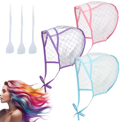 TIESOME 3 Stück Highlight Kappe Strähnchenhaube Einstellbar Haare Färben Hervorhebung Kappe mit Kunststoffhaken Hair Highlighting Caps Salon Friseurkappe für Persönliche exakte Hervorhebung