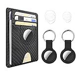 Slim Minimalist Front Pocket Airtag Wallet Case and 2 Pack Air Tag Keychain Item Finder Compatiable for Apple Airtag Keychain, Air Tag Wallet with 2 Pack Airtag Case Protector