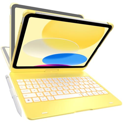 Image of typecase Flexbook Trackpad-Free Keyboard Case for iPad A16 11th /10th Gen | 360 Rotating, 11-Color Backlit Keys, Pencil Holder; Fits iPad A16 11″ (2025) & 10th Gen 10.9″ (2022), Yellow