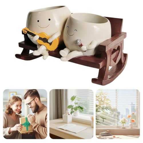 Pots de en résine avec trous de drainage style double tête - 5