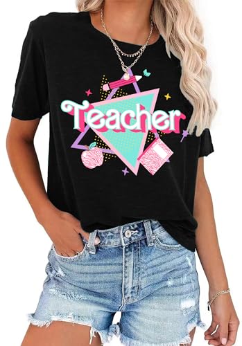 LHBNK Teacher Shirts Women ABCD Teacher Tshirt Teacher Life Shirt Tops Back to School Gifts Casual Summer Tops