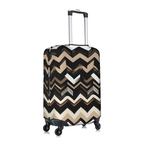 Housse de valise en polyester lavable blanche motif zigzag taille S - 2