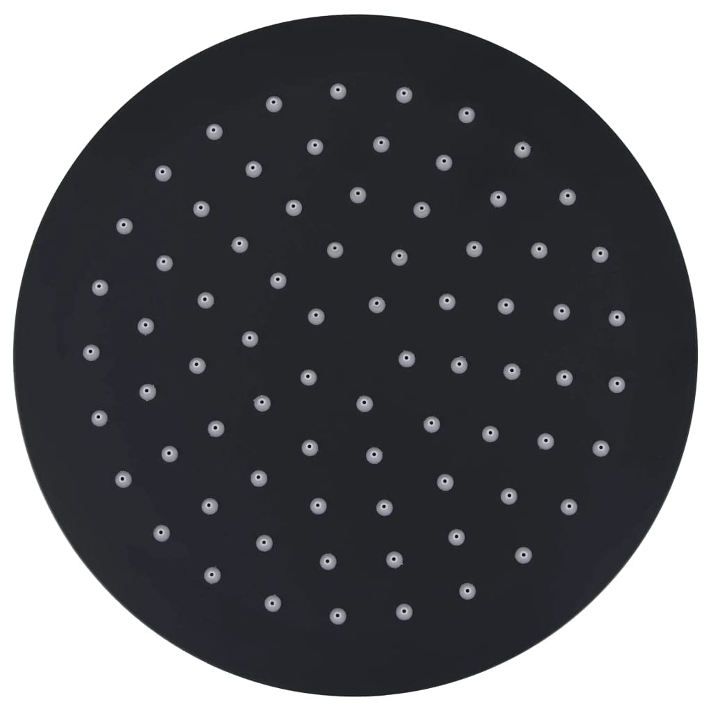 vidaXL Cabezal de Ducha Efecto Lluvia Alcachofa Cuarto de Baño Accesorio Rociador Boquillas Giratoria Área Amplia Acero INOX Redondo Negro 20 cm