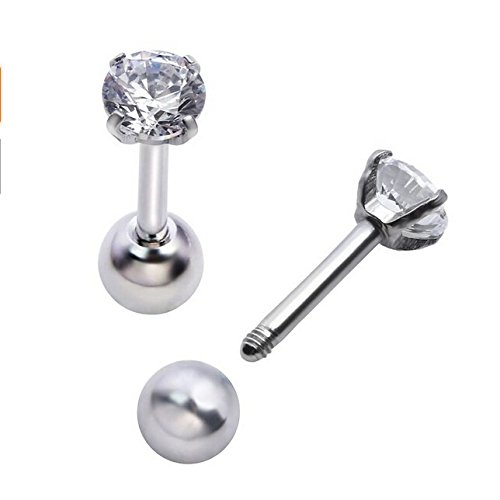 GenericPair Round Zircon Tragus Lip Ring Ear Cartilage Stud Earring Body Piercing