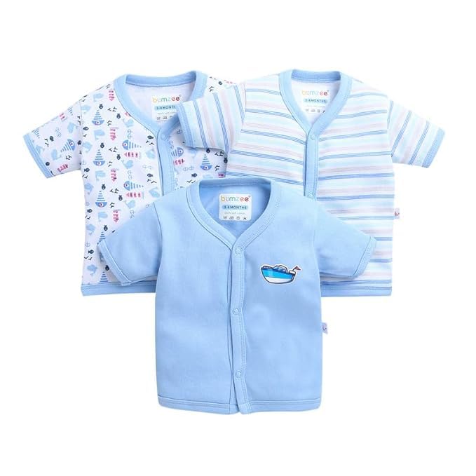 Baby Cotton Front Open Half Sleeves Top Half Sleeve Jhabala,Regular Fit T-Shirt,Multicolor Print Pack of 3-image-20