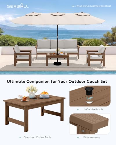 Image of SERWALL HDPE Outdoor Patio Furniture Set with Coffee Table