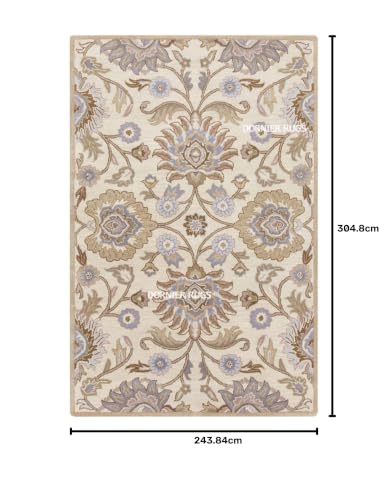 Image of 8x10 Ft Large Wool Rug - Handcrafted Traditional Tufted Carpet for Modern Living Spaces