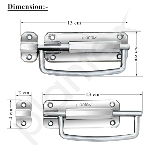 Image of Plantex Door Stopper /5 Inch Baby Latch Kadi /Door Latch for Bathroom /Door Lock for Home /Office Doors - Pack of 1 (Chrome)