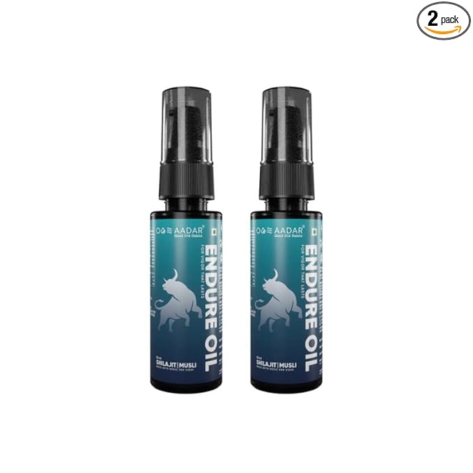 AADAR ENDURE Oil | Modern Ayurveda for men with 10 herbs | Increases Power, Strengthens the nerves | Shilajit & Musli (30 ml) (Pack of 2) at Rs. 678