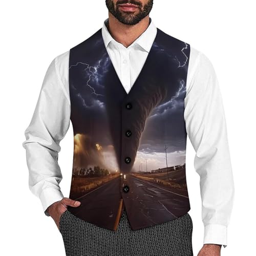 Tornado Mens Slim Fit Suit Vest Dress Waistcoat Casual Business Vest