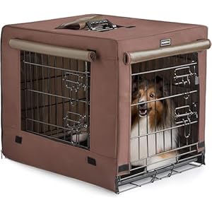 DONORO Dog Crates for Small Size Dogs Indoor Double Door Dog Kennels & Houses for Puppy and Cats, Collapsible Metal Contour Dog Cages (Brown, 24.0″ L x 18.0″ W x 20.0″ H)