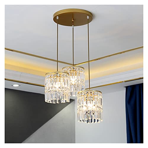 Lustre suspension cristal doré pour salon élégant grand plafonnier