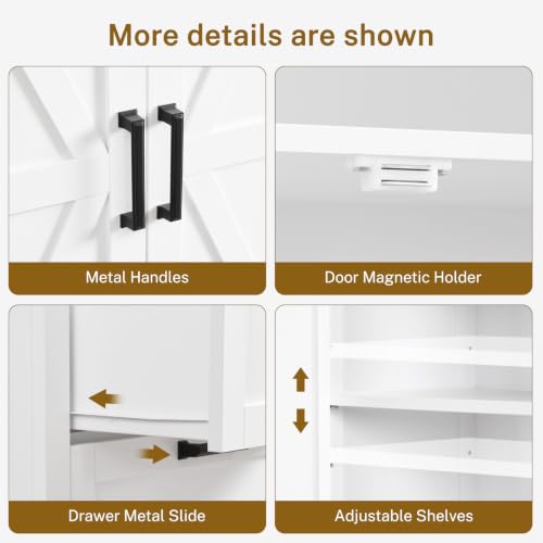 Image of TEENFON Storage Cabinet with Doors & Adjustable Shelf