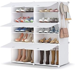 HOMIDEC Shoe Rack, 2 x 5 Tier Shoe Storage Cabinet 28 Pair Plastic Shoe Shelves Organizer for Closet Hallway Bedroom Entryway