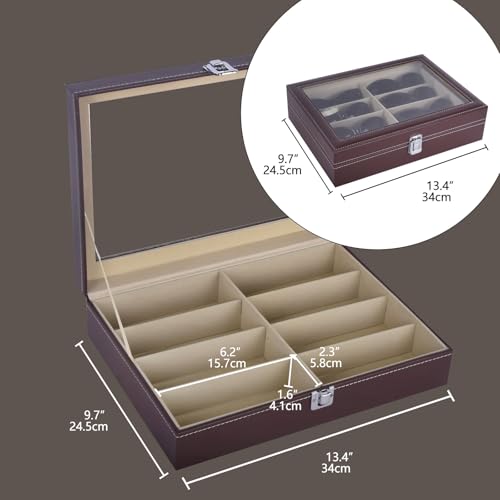 Image of AUTOARK Leather 8 Piece Eyeglasses Storage and Sunglass Glasses Display Case Organizer