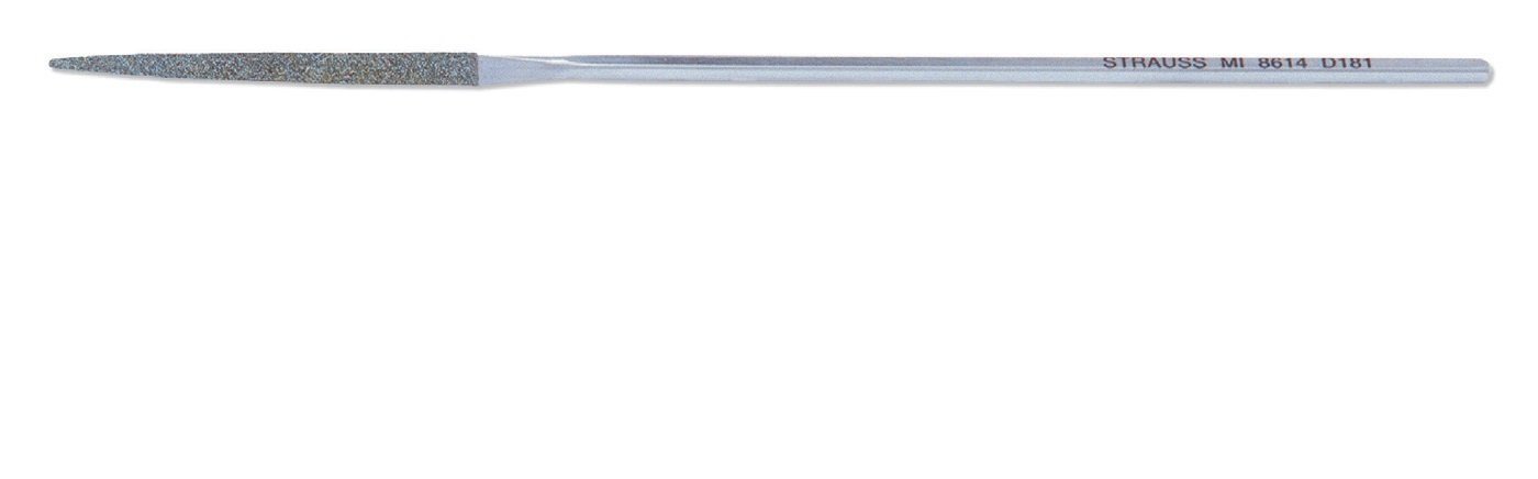 Strauss Escapement Hand File, Diamond Grit, Triangular, Medium, 140mm Length, 3.1mm Width, 3.1mm Thickness