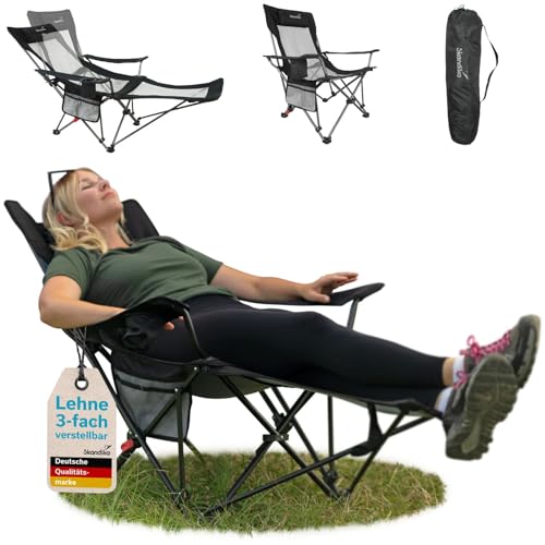 Skandika Campingstuhl mit Fußablage Toras | 2-in-1 Liegefunktion,...