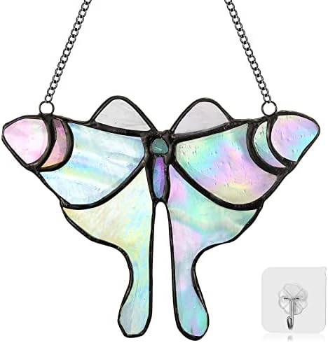 Butterfly Suncatcher, Garden Sun Catchers Stained Glass Window Hanging Decor (Blue)