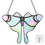 Butterfly Suncatcher, Garden Sun Catchers Stained Glass Window Hanging Decor (Blue)