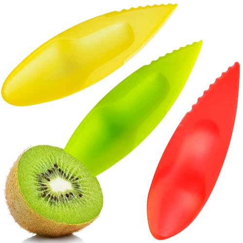 15 Stuks Kiwi Lepel Schiller Snijder,Stevig Kunststof met Gladde Afwerking,Lichtgewicht en Compact,Eenvoudig Schoon te Maken,Geschikt voor Keuken en Fruitbereiding,Drie Kleuren