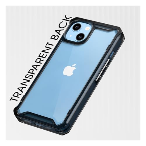 Image of Pikkme Back Cover for iPhone 13 / iPhone 14 PC + TPU Transparent Hybrid Shock Absorption Bumper Case (Black)