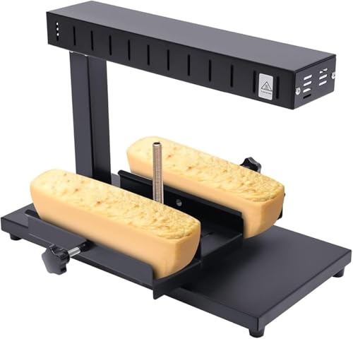 Máquina for derretir queso comercial, Máquina for derretir queso Raclette eléctrica, Parrilla for raclette de calentamiento rápido, 2 piezas de media rueda de queso ajustable inclinable, Calentador de