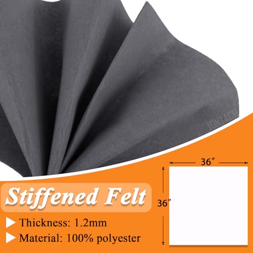 Image of IONTACH 36 inch X 36 inch Stiff Felt Fabric 1.2mm Thick (Dark Grey)