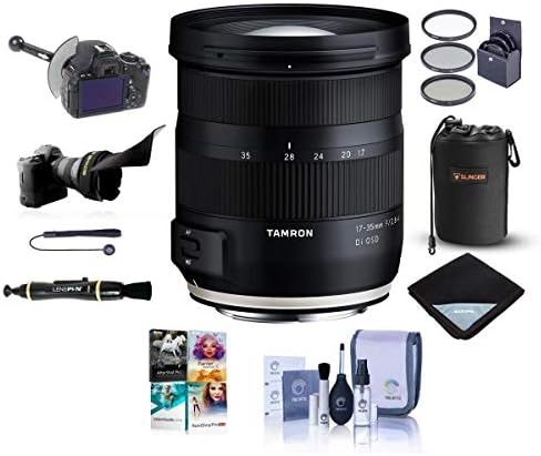 Tamron 17-35mm f/2.8 Di OSD Wide Angle Lens for Canon EF Mount - Bundle with FocusShifter DSLR Follow Focus, Flex Lens Shade, Lens Pouch, Lens Wrap, 77mm Filter Kit, Software Package, and More