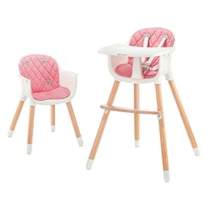 Kinderkraft 2-in-1 hoge kinderstoel SIENNA, hoge babystoel, meegroeistoel, combistoel, houten poten, 5…